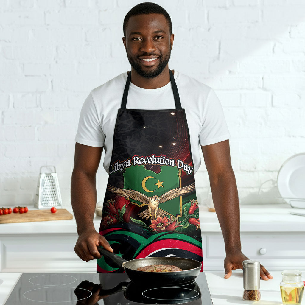Libya Revolution Day Apron Flying Eagle Libyan Coat Of Arms Map - Land Of Resilience And Pride