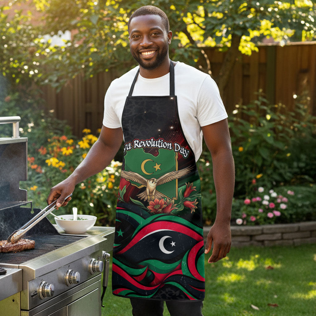 Libya Revolution Day Apron Flying Eagle Libyan Coat Of Arms Map - Land Of Resilience And Pride