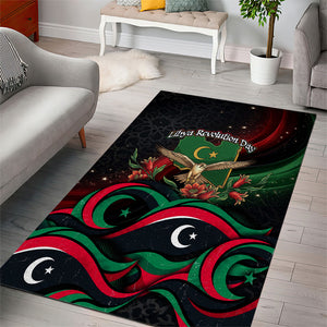 Libya Revolution Day Area Rug Flying Eagle Libyan Coat Of Arms Map - Land Of Resilience And Pride