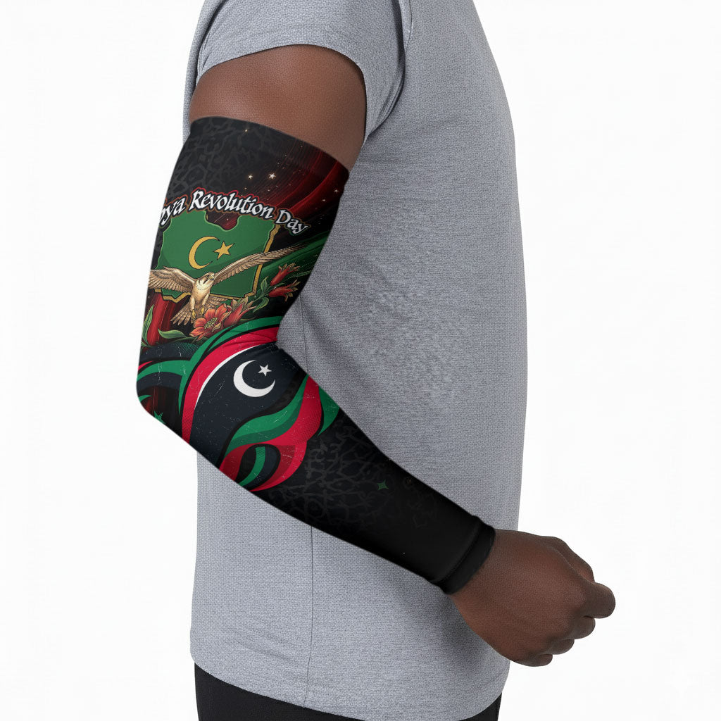 Libya Revolution Day Arm Sleeves Flying Eagle Libyan Coat Of Arms Map - Land Of Resilience And Pride
