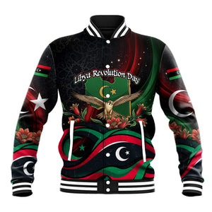 Libya Revolution Day Baseball Jacket Flying Eagle Libyan Coat Of Arms Map - Land Of Resilience And Pride