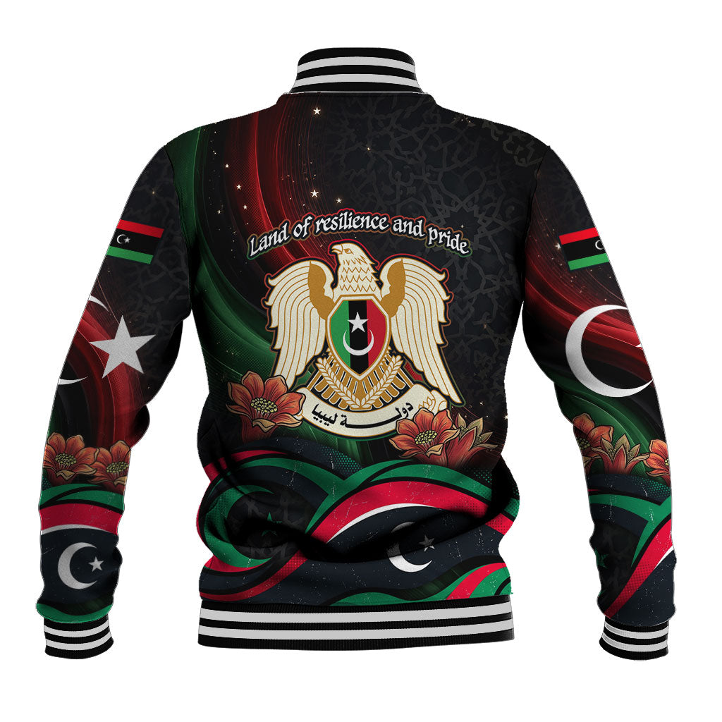 Libya Revolution Day Baseball Jacket Flying Eagle Libyan Coat Of Arms Map - Land Of Resilience And Pride