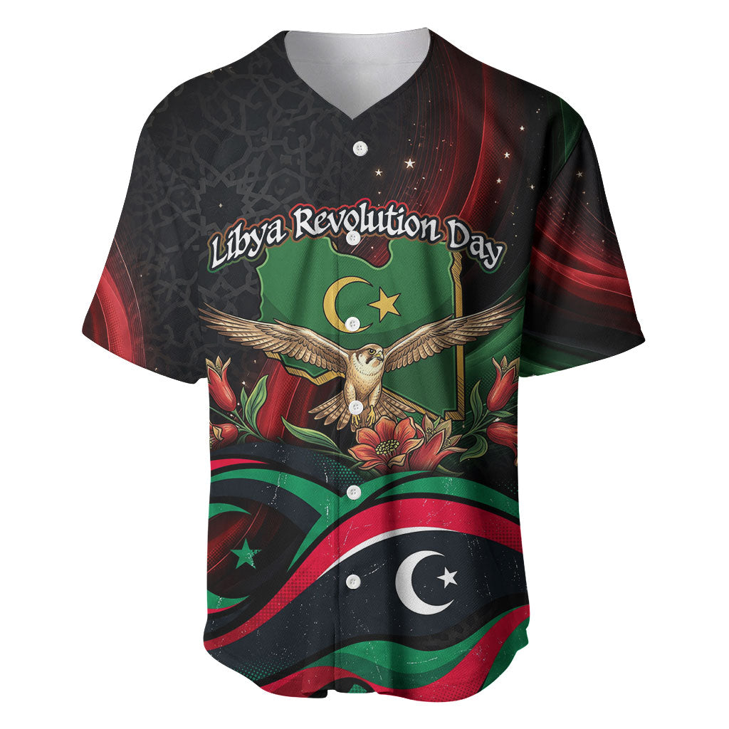 Libya Revolution Day Baseball Jersey Flying Eagle Libyan Coat Of Arms Map - Land Of Resilience And Pride