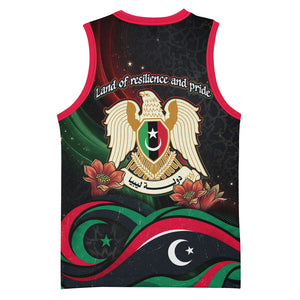 Libya Revolution Day Basketball Jersey Flying Eagle Libyan Coat Of Arms Map - Land Of Resilience And Pride
