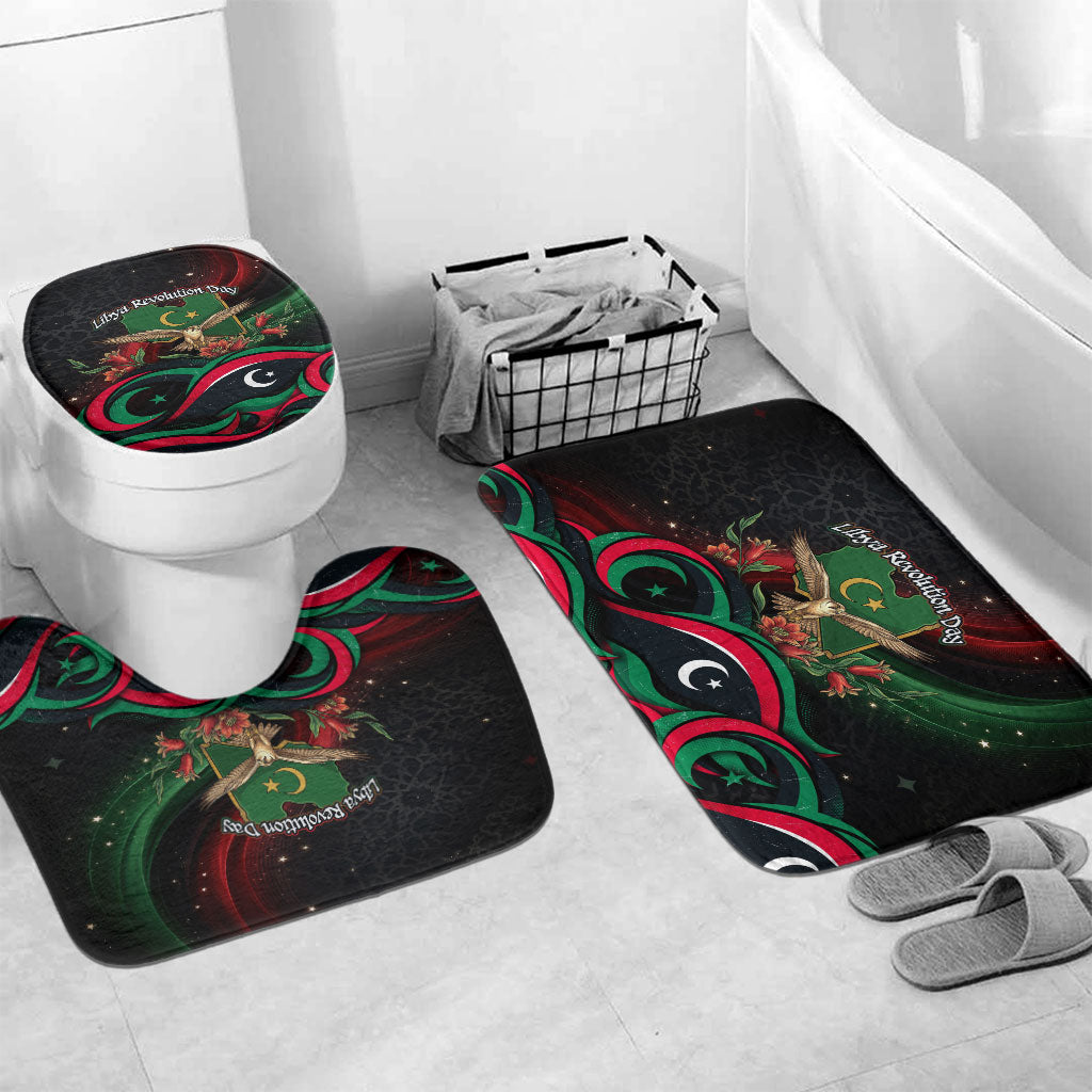 Libya Revolution Day Bathroom Set Flying Eagle Libyan Coat Of Arms Map - Land Of Resilience And Pride
