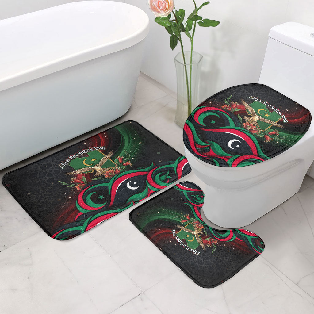 Libya Revolution Day Bathroom Set Flying Eagle Libyan Coat Of Arms Map - Land Of Resilience And Pride