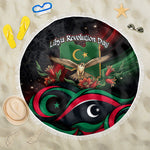 Libya Revolution Day Beach Blanket Flying Eagle Libyan Coat Of Arms Map - Land Of Resilience And Pride