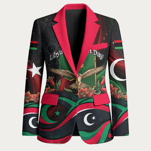 Libya Revolution Day Blazer Flying Eagle Libyan Coat Of Arms Map - Land Of Resilience And Pride