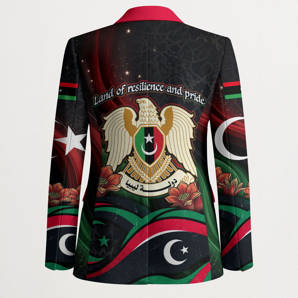 Libya Revolution Day Blazer Flying Eagle Libyan Coat Of Arms Map - Land Of Resilience And Pride