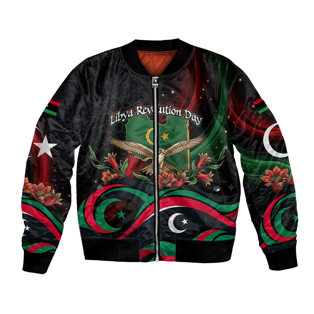 Libya Revolution Day Bomber Jacket Flying Eagle Libyan Coat Of Arms Map - Land Of Resilience And Pride