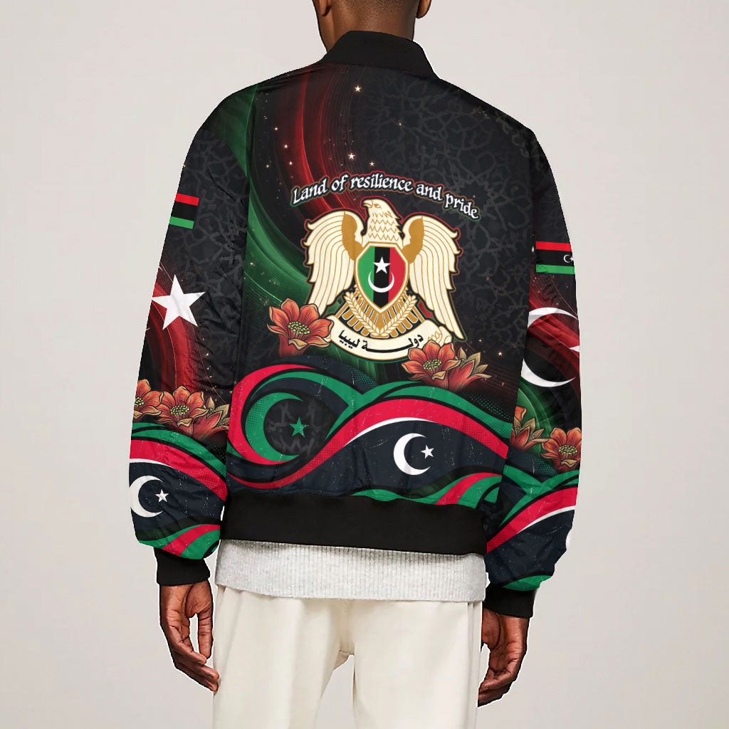 Libya Revolution Day Bomber Jacket Flying Eagle Libyan Coat Of Arms Map - Land Of Resilience And Pride