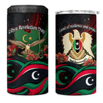 Libya Revolution Day 4 in 1 Can Cooler Tumbler Flying Eagle Libyan Coat Of Arms Map - Land Of Resilience And Pride