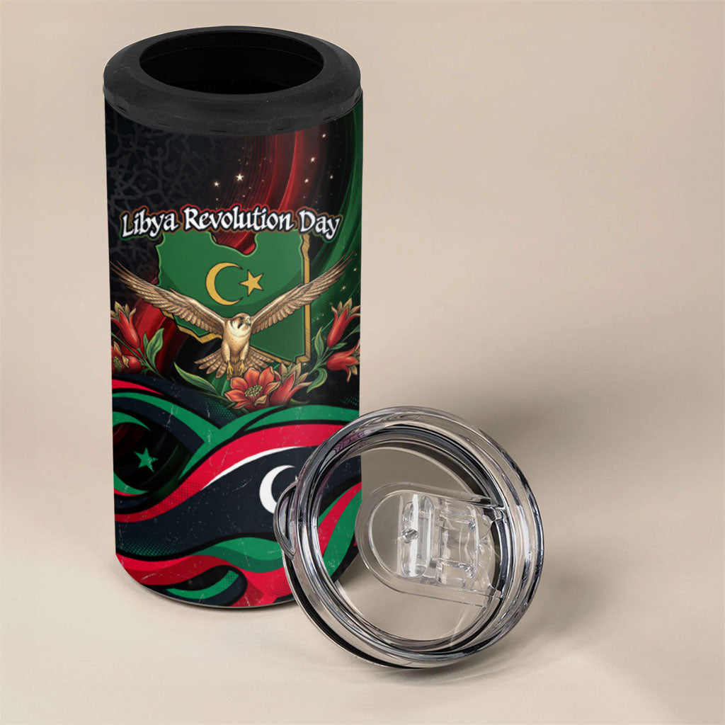 Libya Revolution Day 4 in 1 Can Cooler Tumbler Flying Eagle Libyan Coat Of Arms Map - Land Of Resilience And Pride
