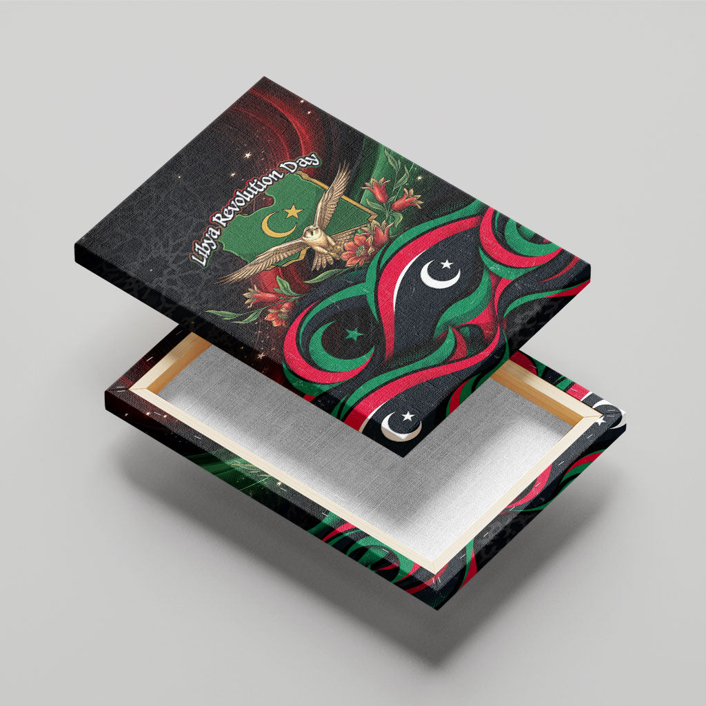 Libya Revolution Day Canvas Wall Art Flying Eagle Libyan Coat Of Arms Map - Land Of Resilience And Pride