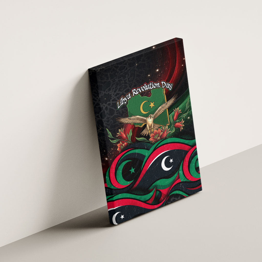Libya Revolution Day Canvas Wall Art Flying Eagle Libyan Coat Of Arms Map - Land Of Resilience And Pride