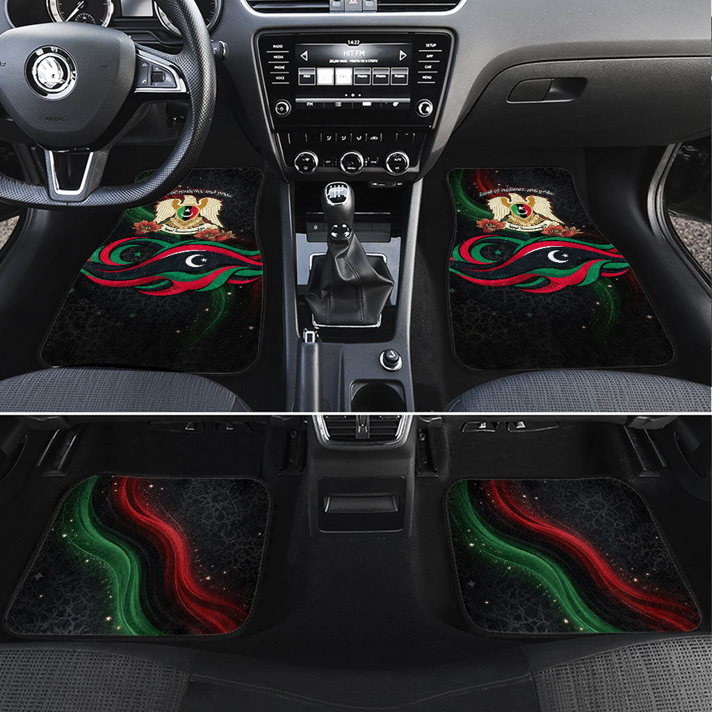 Libya Revolution Day Car Mats Flying Eagle Libyan Coat Of Arms Map - Land Of Resilience And Pride