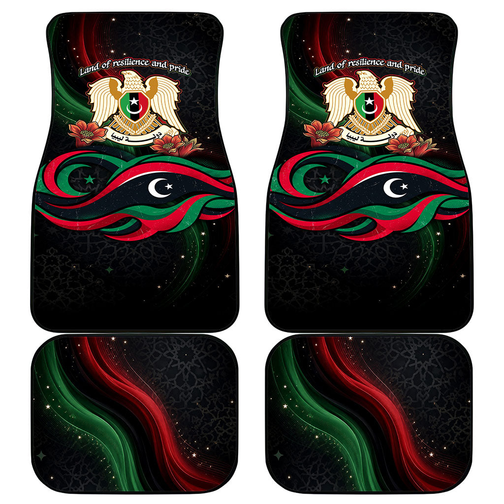 Libya Revolution Day Car Mats Flying Eagle Libyan Coat Of Arms Map - Land Of Resilience And Pride