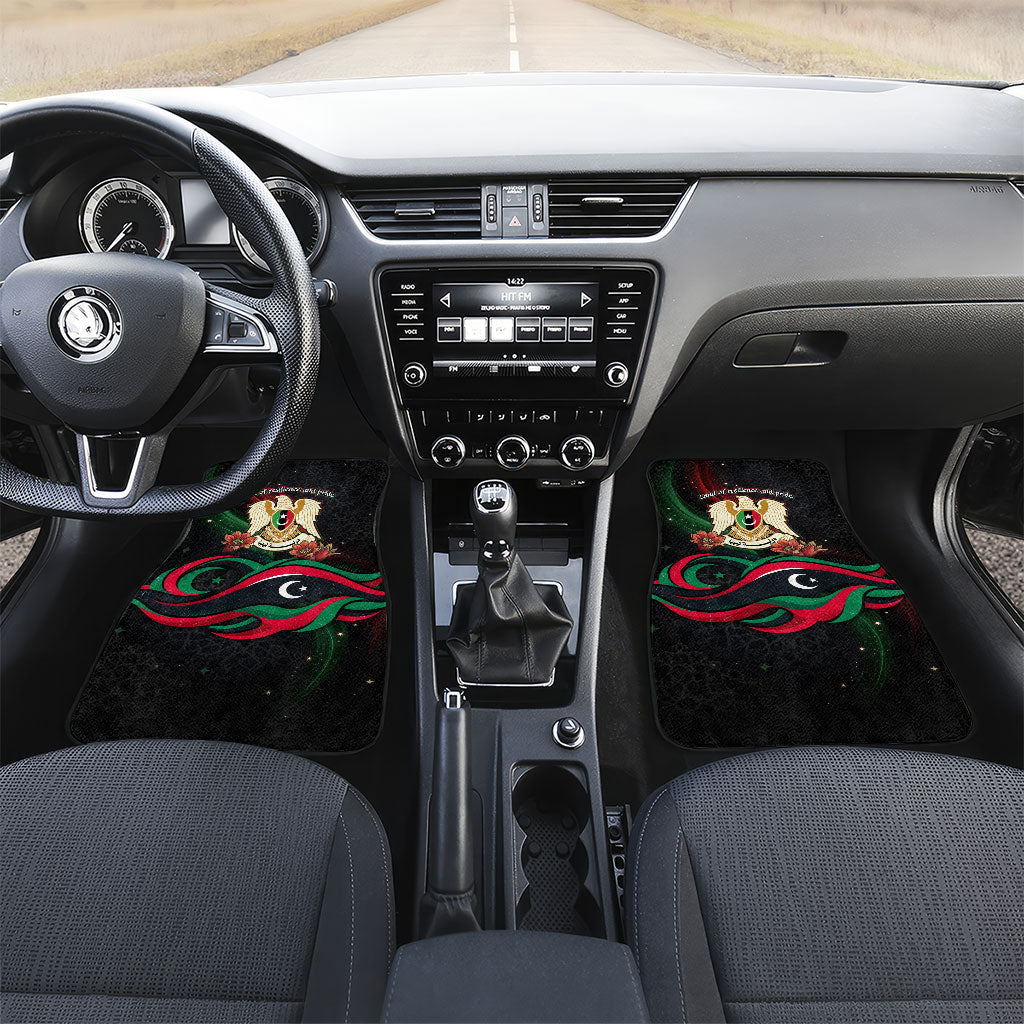 Libya Revolution Day Car Mats Flying Eagle Libyan Coat Of Arms Map - Land Of Resilience And Pride