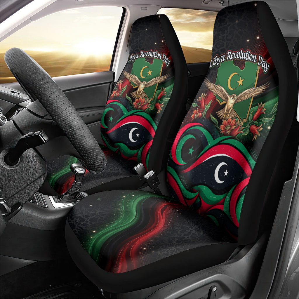 Libya Revolution Day Car Seat Cover Flying Eagle Libyan Coat Of Arms Map - Land Of Resilience And Pride