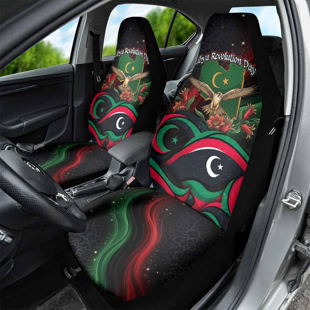 Libya Revolution Day Car Seat Cover Flying Eagle Libyan Coat Of Arms Map - Land Of Resilience And Pride