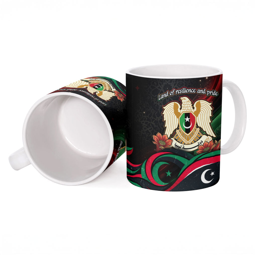 Libya Revolution Day Ceramic Mug Flying Eagle Libyan Coat Of Arms Map - Land Of Resilience And Pride