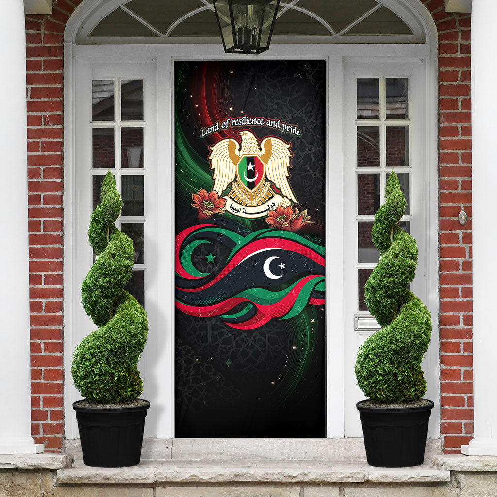 Libya Revolution Day Door Cover Flying Eagle Libyan Coat Of Arms Map - Land Of Resilience And Pride