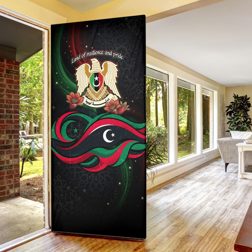Libya Revolution Day Door Cover Flying Eagle Libyan Coat Of Arms Map - Land Of Resilience And Pride