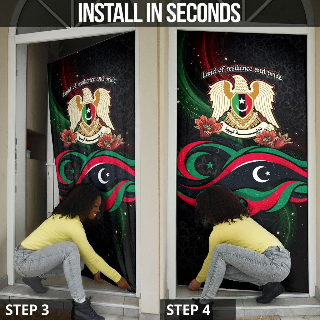 Libya Revolution Day Door Cover Flying Eagle Libyan Coat Of Arms Map - Land Of Resilience And Pride