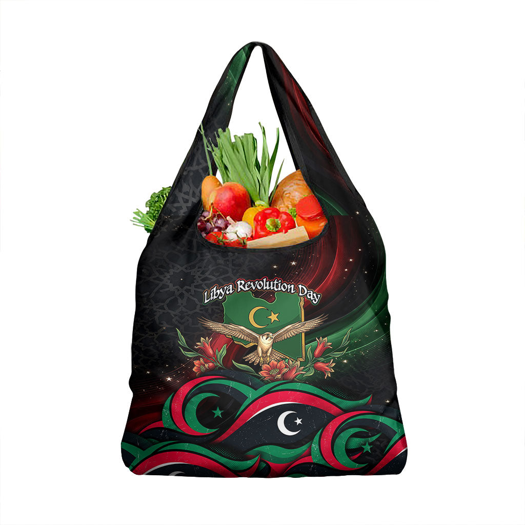 Libya Revolution Day Grocery Bag Flying Eagle Libyan Coat Of Arms Map - Land Of Resilience And Pride
