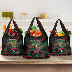 Libya Revolution Day Grocery Bag Flying Eagle Libyan Coat Of Arms Map - Land Of Resilience And Pride