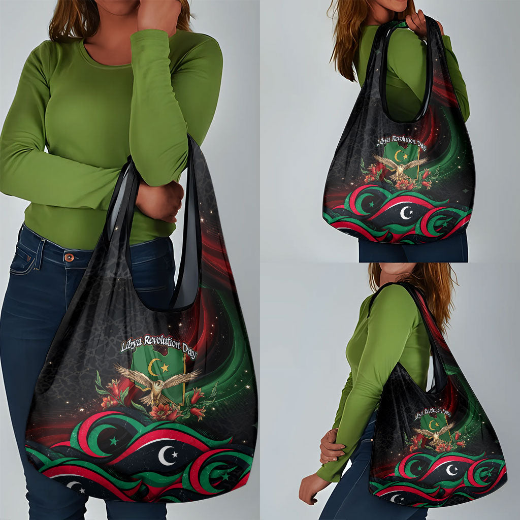 Libya Revolution Day Grocery Bag Flying Eagle Libyan Coat Of Arms Map - Land Of Resilience And Pride