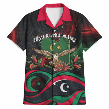 Libya Revolution Day Hawaiian Shirt Flying Eagle Libyan Coat Of Arms Map - Land Of Resilience And Pride