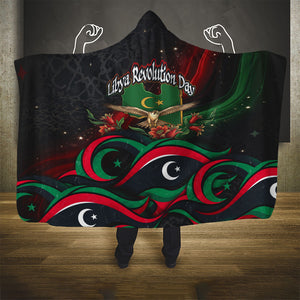 Libya Revolution Day Hooded Blanket Flying Eagle Libyan Coat Of Arms Map - Land Of Resilience And Pride