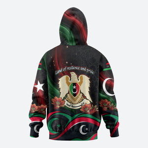 Libya Revolution Day Hoodie Flying Eagle Libyan Coat Of Arms Map - Land Of Resilience And Pride