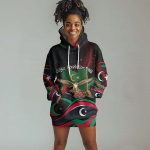 Libya Revolution Day Hoodie Dress Flying Eagle Libyan Coat Of Arms Map - Land Of Resilience And Pride