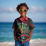 Libya Revolution Day Kid Hawaiian Shirt Flying Eagle Libyan Coat Of Arms Map - Land Of Resilience And Pride