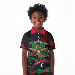 Libya Revolution Day Kid Polo Shirt Flying Eagle Libyan Coat Of Arms Map - Land Of Resilience And Pride