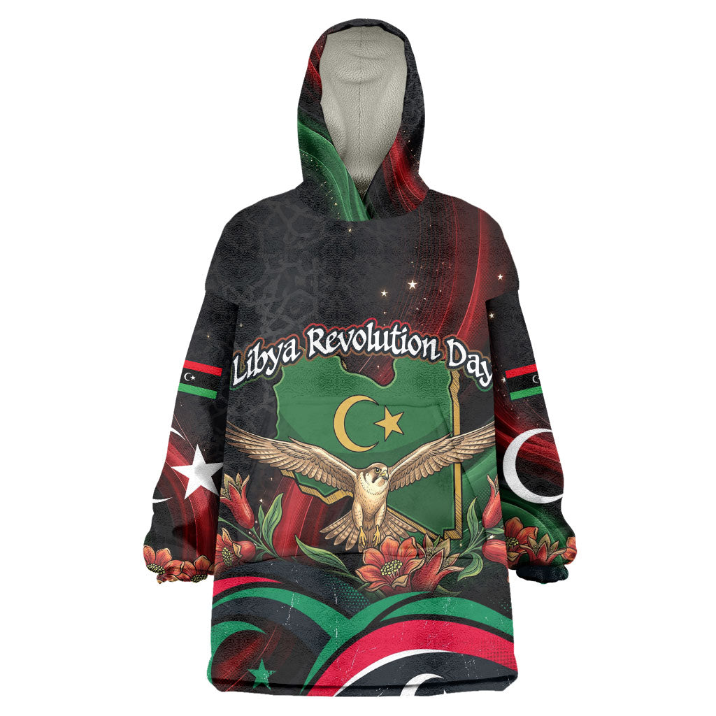 Libya Revolution Day Kid Wearable Blanket Hoodie Flying Eagle Libyan Coat Of Arms Map - Land Of Resilience And Pride