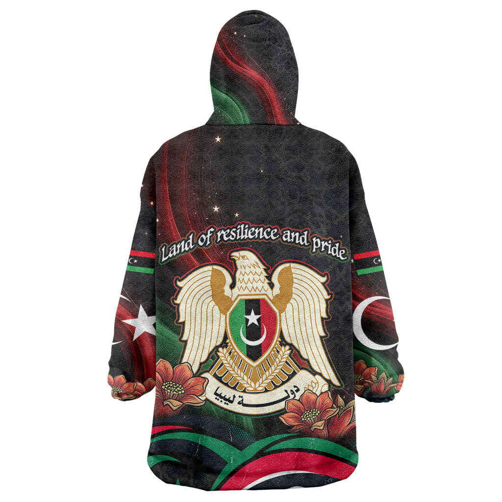 Libya Revolution Day Kid Wearable Blanket Hoodie Flying Eagle Libyan Coat Of Arms Map - Land Of Resilience And Pride