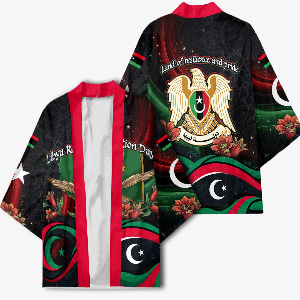 Libya Revolution Day Kimono Flying Eagle Libyan Coat Of Arms Map - Land Of Resilience And Pride