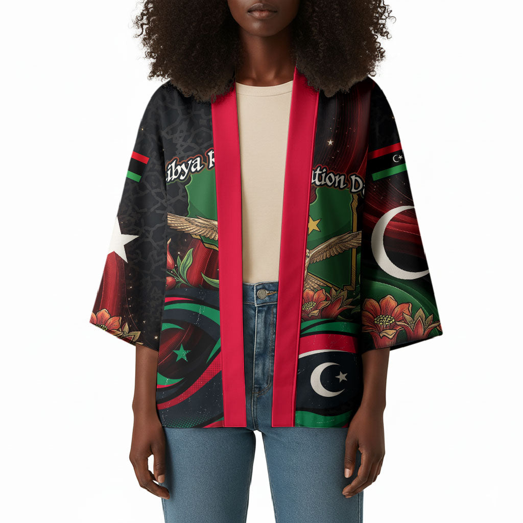 Libya Revolution Day Kimono Flying Eagle Libyan Coat Of Arms Map - Land Of Resilience And Pride