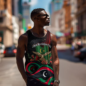 Libya Revolution Day Men Tank Top Flying Eagle Libyan Coat Of Arms Map - Land Of Resilience And Pride