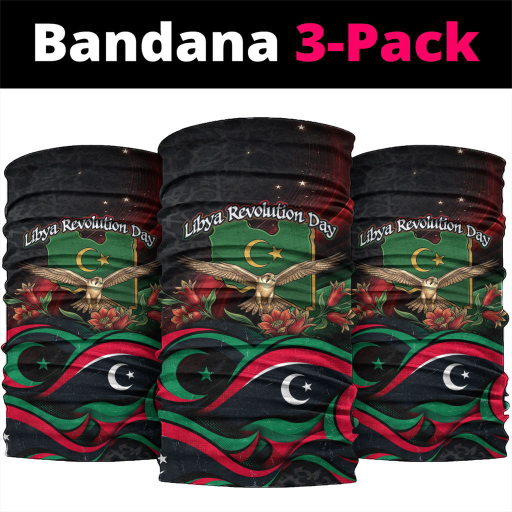 Libya Revolution Day Neck Gaiter Flying Eagle Libyan Coat Of Arms Map - Land Of Resilience And Pride