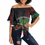 Libya Revolution Day Off Shoulder Wrap Waist Top Flying Eagle Libyan Coat Of Arms Map - Land Of Resilience And Pride