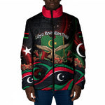 Libya Revolution Day Padded Jacket Flying Eagle Libyan Coat Of Arms Map - Land Of Resilience And Pride