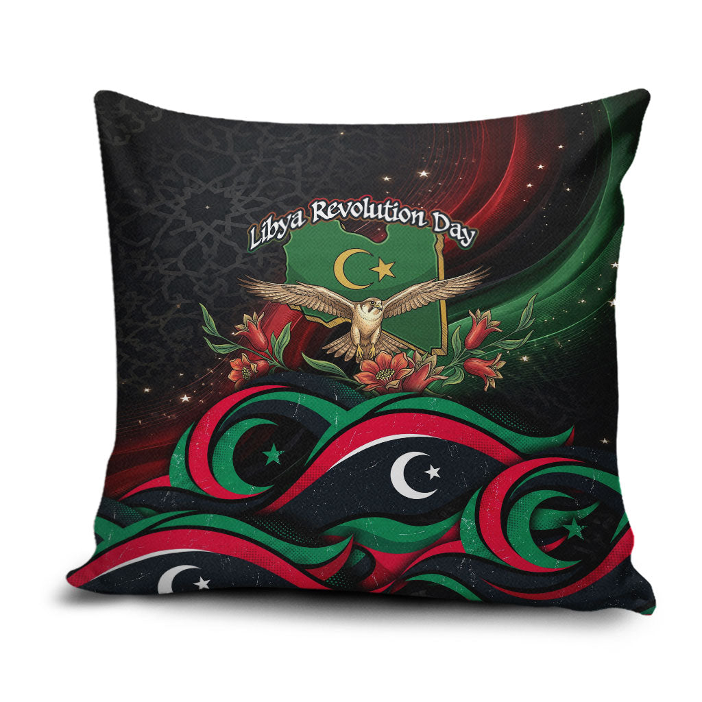 Libya Revolution Day Pillow Cover Flying Eagle Libyan Coat Of Arms Map - Land Of Resilience And Pride