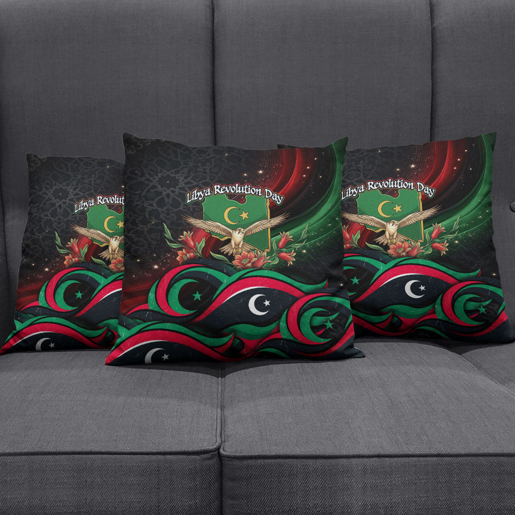 Libya Revolution Day Pillow Cover Flying Eagle Libyan Coat Of Arms Map - Land Of Resilience And Pride