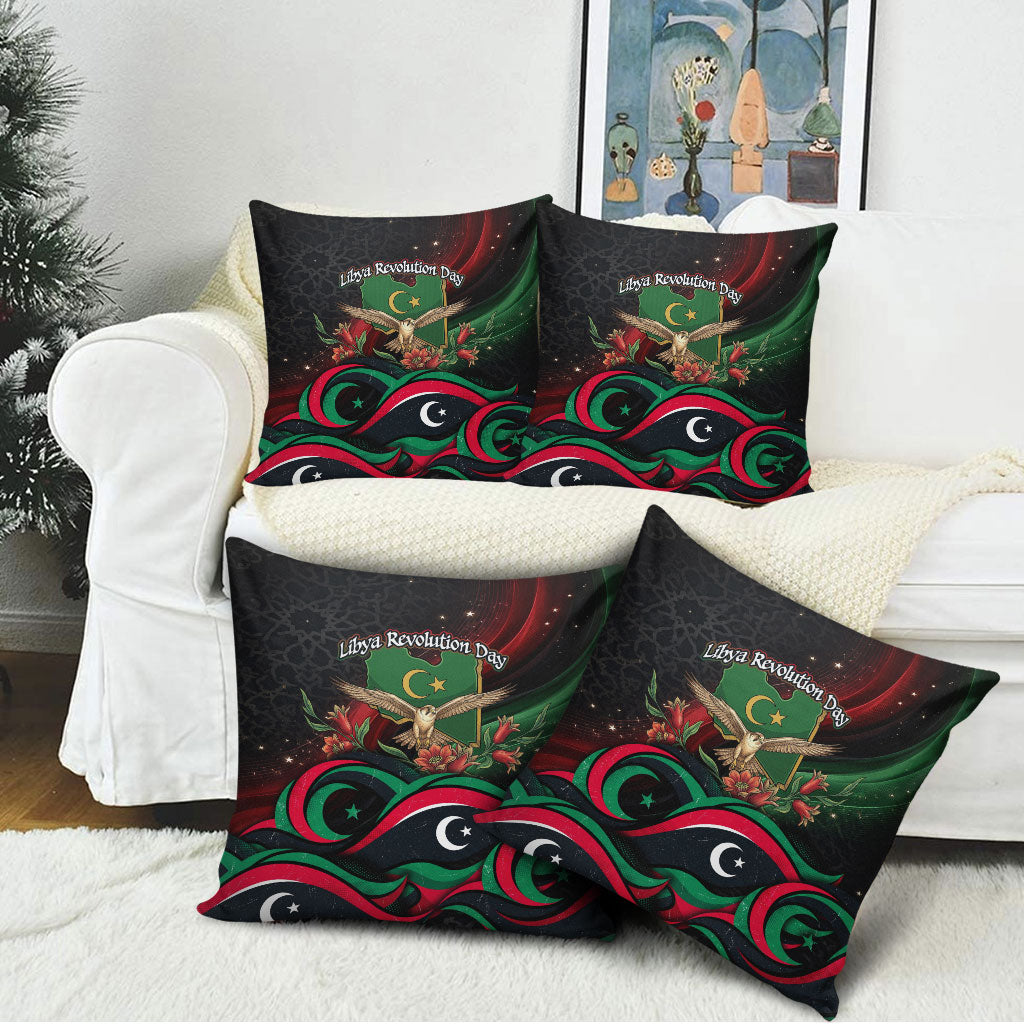 Libya Revolution Day Pillow Cover Flying Eagle Libyan Coat Of Arms Map - Land Of Resilience And Pride