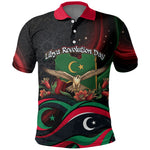 Libya Revolution Day Polo Shirt Flying Eagle Libyan Coat Of Arms Map - Land Of Resilience And Pride