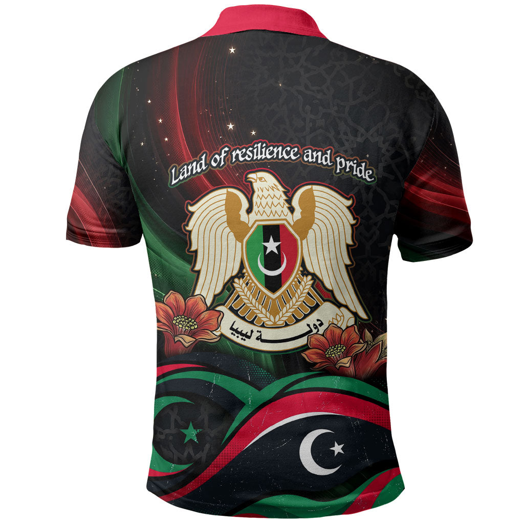 Libya Revolution Day Polo Shirt Flying Eagle Libyan Coat Of Arms Map - Land Of Resilience And Pride